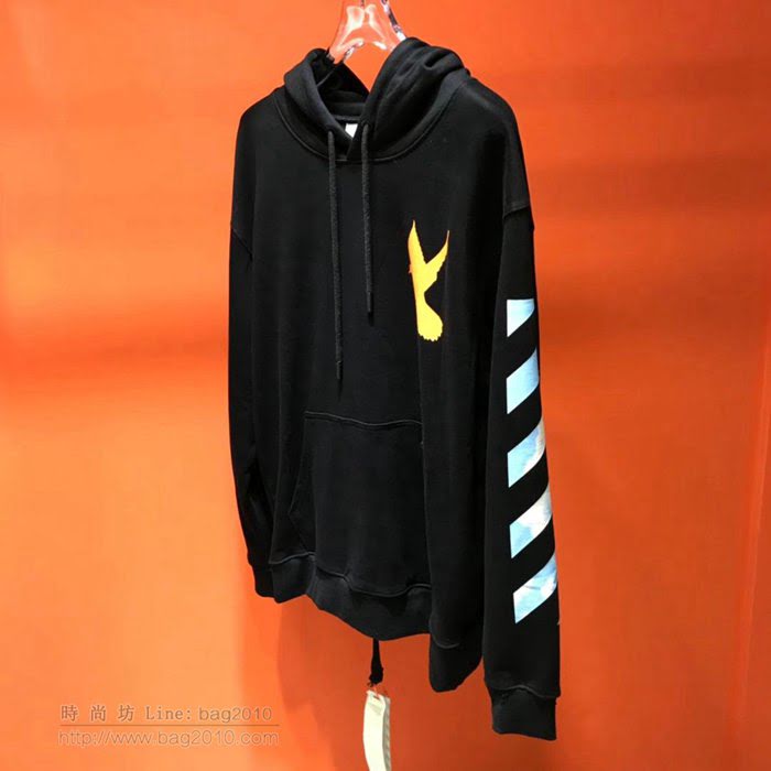 OffWhite男裝 19-20FW新款 最高品質 off男士連帽套頭黑色衛衣 男士秋季最新單品  tzy2368